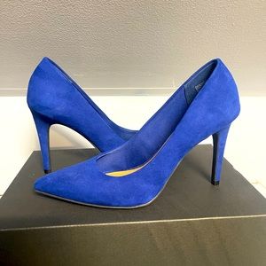Blue suede high heels